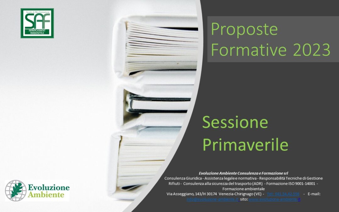 Calendario Corsi di Formazione 2023 e Speciale Rifiuti Sanitari