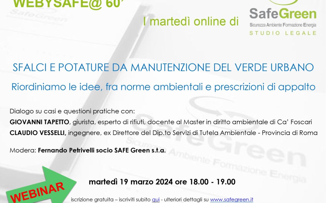 WEBINAR SU SFALCI E POTATURE DA MANUTENZIONE DEL VERDE URBANO