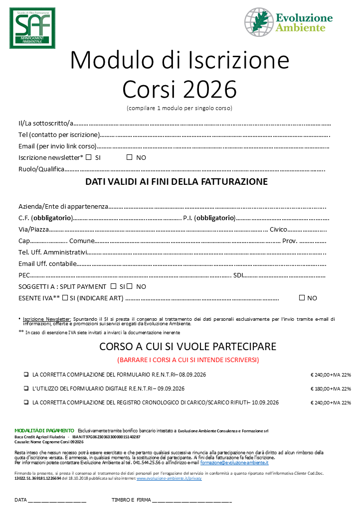 Modulo di Iscrizione Corsi 092026